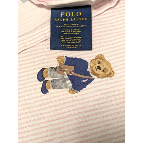 Ralph Lauren Polo Pillowcase Pink White Striped Girl Teddy Bear - Picture 3 of 8